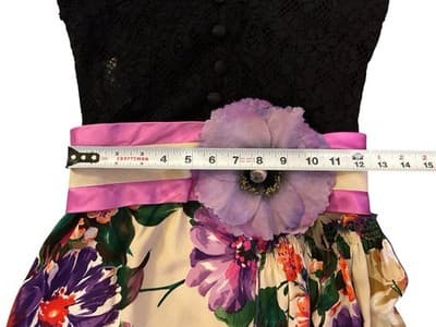 Dolce & Gabbana Silk Dress Size 40 30” Bust Huge Flower Silk Cotton Fairycore - Thumbnail 14