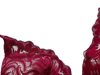 STUNNING ADORE ME 38C BRA SCALLOPED LACE RED FLORAL SEXY COQUETTE LINGERIE - Thumbnail 4