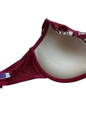 STUNNING ADORE ME 38C BRA SCALLOPED LACE RED FLORAL SEXY COQUETTE LINGERIE - Thumbnail 5