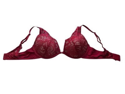 STUNNING ADORE ME 38C BRA SCALLOPED LACE RED FLORAL SEXY COQUETTE LINGERIE - Thumbnail 3