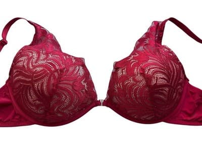 STUNNING ADORE ME 38C BRA SCALLOPED LACE RED FLORAL SEXY COQUETTE LINGERIE - Thumbnail 2