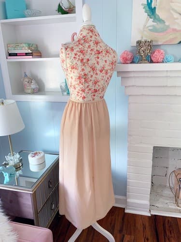 Vintage 1970’s Maxi Half Slip Skirt Lingerie Nude Blush Long Vassarette Boho - Thumbnail 4