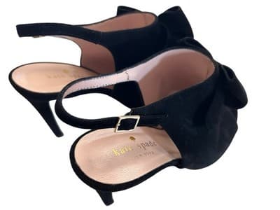 Size 7.5 Stunning KATE SPADE Genuine Leather Black Suede High Heel Shoes Pumps - Thumbnail 6