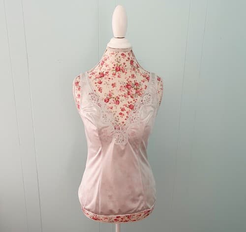 Vintage Camisole Vassarette Size 36 Blue Wide Floral Lace Ethereal Lingerie - Thumbnail 3