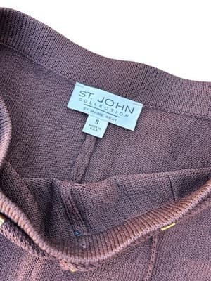 Vintage ST. JOHN MARIE GRAY Brown Knit Logo Slacks Sweater Pants Old Money 8 - Thumbnail 7