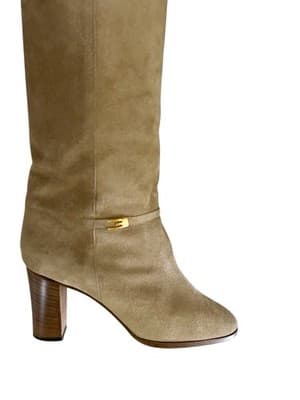 Vintage 1970’s Tall Beige Suede Boots Size 38 7.5 Boho Leather Prairie Peasant - Thumbnail 6