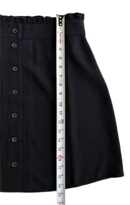 Loft Outlet Size 8 Black Ruffle Coquette Mini Skirt Button Front Ruffled Waist - Thumbnail 4