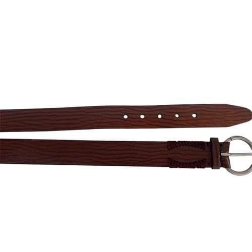 Liz Claiborne Belt Genuine Leather Boho Brown Silver Buckle M Peasant Prairie - Thumbnail 3