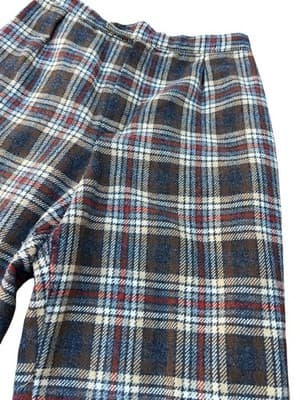 VINTAGE 1970’s PLAID TWEED FLARE LEG PANTS SLACKS HIGH WAIST BOHO PREP ACADEMIA - Thumbnail 7