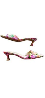 Size 9.5 Floral Kitten Heel Nine West Shoes Heels Square Toe Spring Summer Pink - Thumbnail 11