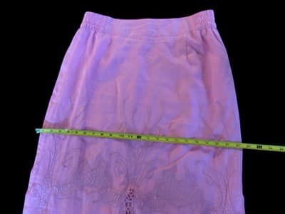 Pink Linen Skirt Suit Jacket Rhinestone Closure Embroidered Easter Spring Set - Thumbnail 8