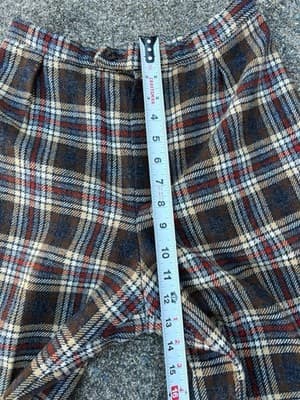 VINTAGE 1970’s PLAID TWEED FLARE LEG PANTS SLACKS HIGH WAIST BOHO PREP ACADEMIA - Thumbnail 13