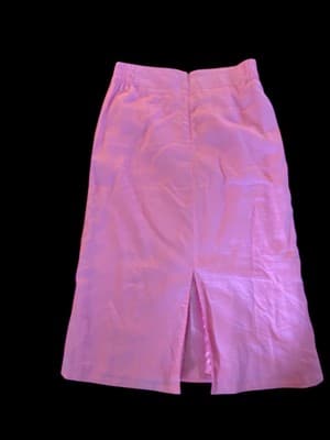 Pink Linen Skirt Suit Jacket Rhinestone Closure Embroidered Easter Spring Set - Thumbnail 10