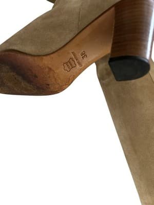 Vintage 1970’s Tall Beige Suede Boots Size 38 7.5 Boho Leather Prairie Peasant - Thumbnail 5