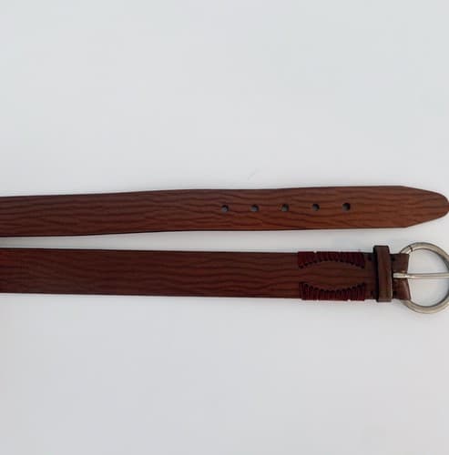 Liz Claiborne Belt Genuine Leather Boho Brown Silver Buckle M Peasant Prairie - Thumbnail 2