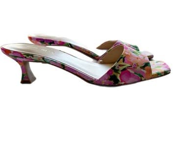 Size 9.5 Floral Kitten Heel Nine West Shoes Heels Square Toe Spring Summer Pink - Thumbnail 9
