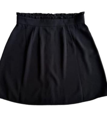 Loft Outlet Size 8 Black Ruffle Coquette Mini Skirt Button Front Ruffled Waist - Thumbnail 2