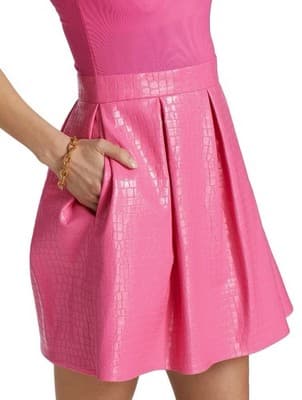 Sz 2 $375 ALICE + OLIVIA "Chara" Mesh Faux Leather Mini Dress French Rose Pink - Thumbnail 10