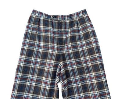 VINTAGE 1970’s PLAID TWEED FLARE LEG PANTS SLACKS HIGH WAIST BOHO PREP ACADEMIA - Thumbnail 6