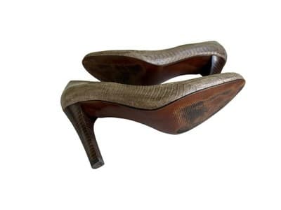 Ralph Lauren Heel 7.5 SNAKESKIN LEATHER Old Money Fall Winter Stiletto Pump Shoe - Thumbnail 5