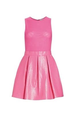 Sz 2 $375 ALICE + OLIVIA "Chara" Mesh Faux Leather Mini Dress French Rose Pink - Thumbnail 18
