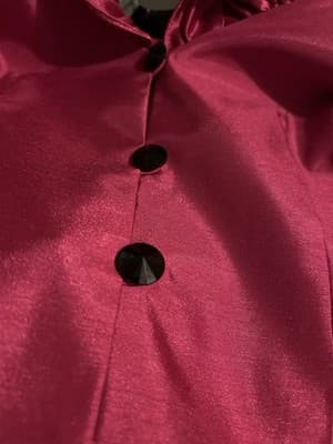Vintage Pink Ruffled Jacket NWT 1990’s Glam Evening Blouse Jet Black Buttons - Thumbnail 11