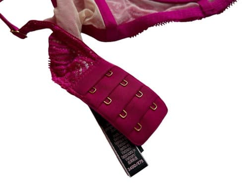 Victorias Secret Bra Wine Pink 34DD Unlined Plunge Boned Corset Bustier Sides - Thumbnail 6