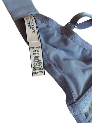 Victorias Secret Bra Dream AngelPush Up 32DD Silver Floral Cups Purple Lingerie - Thumbnail 6