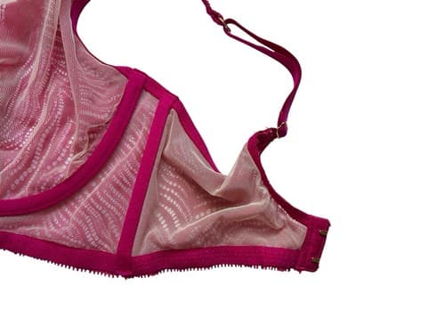 Victorias Secret Bra Wine Pink 34DD Unlined Plunge Boned Corset Bustier Sides - Thumbnail 4