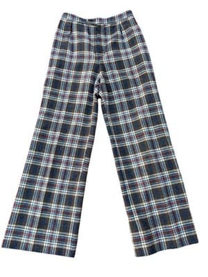 VINTAGE 1970’s PLAID TWEED FLARE LEG PANTS SLACKS HIGH WAIST BOHO PREP ACADEMIA - Thumbnail 5