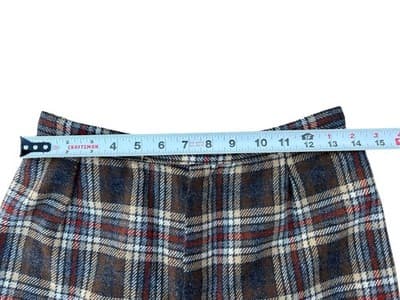 VINTAGE 1970’s PLAID TWEED FLARE LEG PANTS SLACKS HIGH WAIST BOHO PREP ACADEMIA - Thumbnail 12