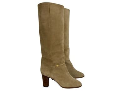Vintage 1970’s Tall Beige Suede Boots Size 38 7.5 Boho Leather Prairie Peasant - Thumbnail 7