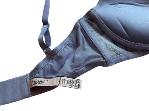 Victorias Secret Bra Dream AngelPush Up 32DD Silver Floral Cups Purple Lingerie - Thumbnail 5