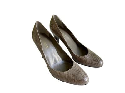 Ralph Lauren Heel 7.5 SNAKESKIN LEATHER Old Money Fall Winter Stiletto Pump Shoe - Thumbnail 3