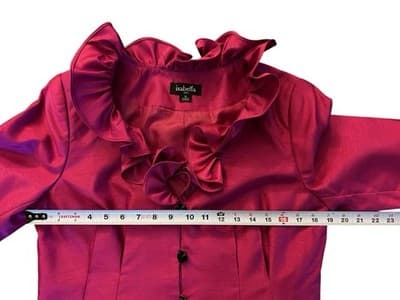 Vintage Pink Ruffled Jacket NWT 1990’s Glam Evening Blouse Jet Black Buttons - Thumbnail 10