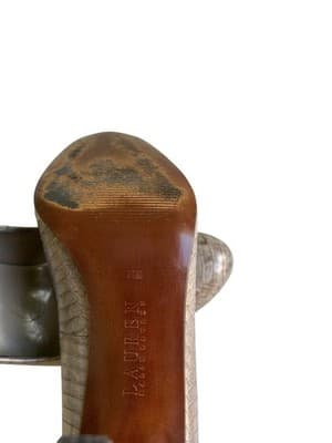 Ralph Lauren Heel 7.5 SNAKESKIN LEATHER Old Money Fall Winter Stiletto Pump Shoe - Thumbnail 7