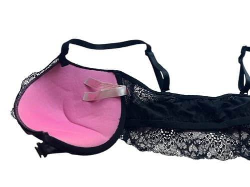 Date Super Push Up Black Ruffle Lace Victorias Secret Bra Lingerie 32DD Bralette - Thumbnail 5