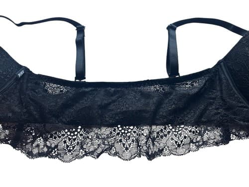 Date Super Push Up Black Ruffle Lace Victorias Secret Bra Lingerie 32DD Bralette - Thumbnail 6