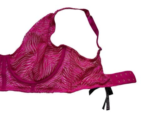 Victorias Secret Bra Wine Pink 34DD Unlined Plunge Boned Corset Bustier Sides - Thumbnail 2