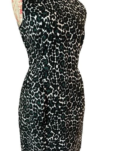 J Crew Leopard Cheetah Dress 4 Pleated Skirt Pinup Bombshell Shift Old Money - Thumbnail 8