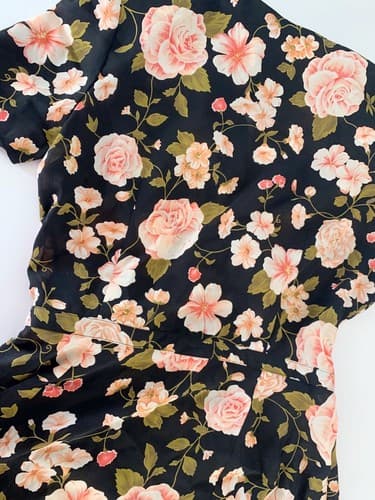 Vintage Women’s Dress Liz Claiborne Fall Floral Faux Wrap Pastel Pink Roses - Thumbnail 3
