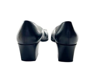 7.5 Aigner Soft Black Leather Women’s Chunky Kitten Heel Shoes Y2K Old Money - Thumbnail 3