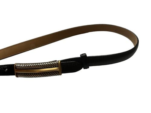 Brighton Black Skinny Belt Leather Gold Silver 30/M - Thumbnail 3