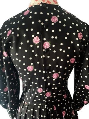 Vintage 1980’s Dress Romantic Floral Puffed Sleeves Lavender Roses Print 10 - Thumbnail 6