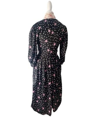 Vintage 1980’s Dress Romantic Floral Puffed Sleeves Lavender Roses Print 10 - Thumbnail 5