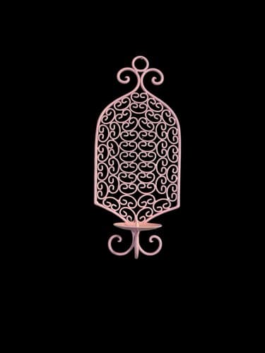 Vintage Pink Wall Hanging Wrought Iron Candle Holder Candelabra Home Decor - Thumbnail 10