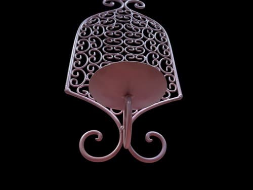 Vintage Pink Wall Hanging Wrought Iron Candle Holder Candelabra Home Decor - Thumbnail 4