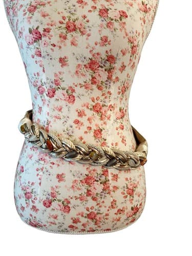 Vintage Silk Rope Belt Fall Earth Tones Beads Boho Prairie Peasant 1980’s Brown - Thumbnail 2