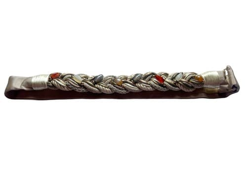 Vintage Silk Rope Belt Fall Earth Tones Beads Boho Prairie Peasant 1980’s Brown - Thumbnail 5