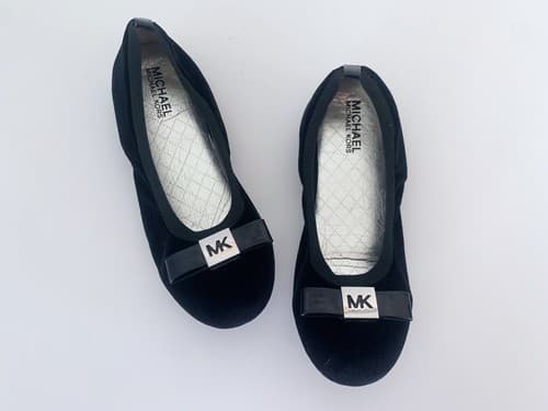 Michael Kors Ballet Flats Size 5 Black Velvet Shoes Flats Logo Bow Toe Designer - Thumbnail 3